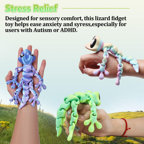 Yaozyety 3D Printed Articulated Lizard, Flexible Dynamic Animals Toys, Full Articulated Toy with Magnets, Adults Fidget