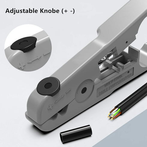 Yankok S501B Cable Stripping and Cutting Tool Gray with Adjustable Blade Depth for UTP, FTP, STP, CAT5/5e CAT6/6a