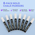 TFIVE White Chalk Markers - Dry & Wet Erase Marker Pens for Chalkboards, Signs, Windows, Blackboard, Glass, Mirrors, Liquid chalkboard markers with Reversible Tip and 24 Labels(8 Pack) by TFIVE