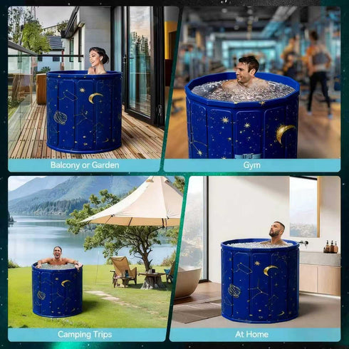 Katotey 90-Gal Capacity-2-in-1 5-Layer Portable Foldable Ice Bath Tub, Large Hot & Cold Plunge Tub, Insulated