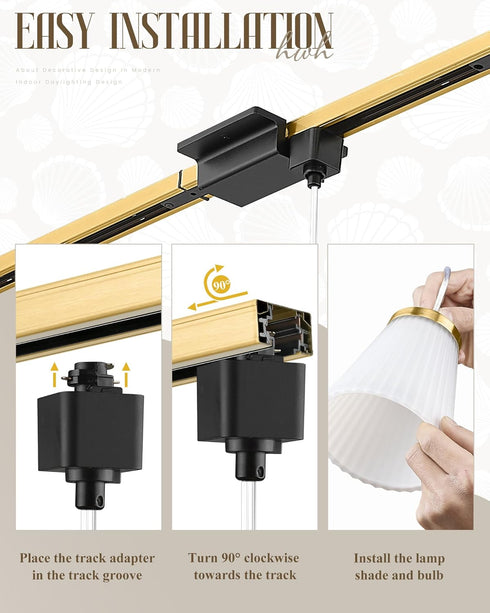 1-Light 5HZG97TP H-Type Track Lighting Pendant, HWH Track Pendant Light Fixture Brushed Gold Finish with Frosted Milk