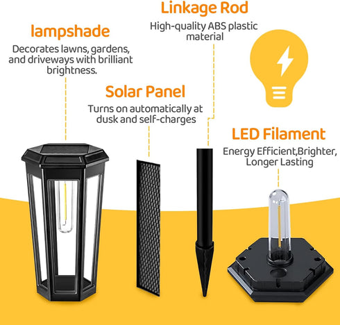 Generic 3000K 2 Pack Solar Pathway Lights, LED Solar Lights Outdoor Waterproof, Garden Lighting for Yard Path Landscape
