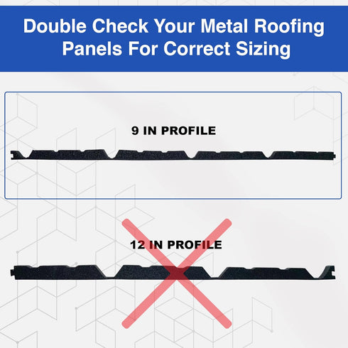 Duco 9in. Profile Classic Rib Foam Closure Strips for Metal Roofing Panels - 3 ft Long Outside Roof Closure Strips (1 Pcs)