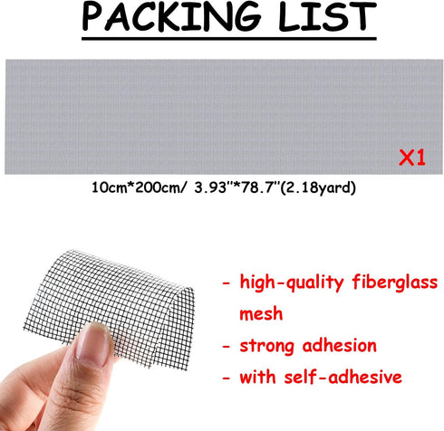 6.56ft + 20 pcs Windows Screen Repair Tape Patches, VEINARDYL Self-Adhesive Stickers for Repairing Holes