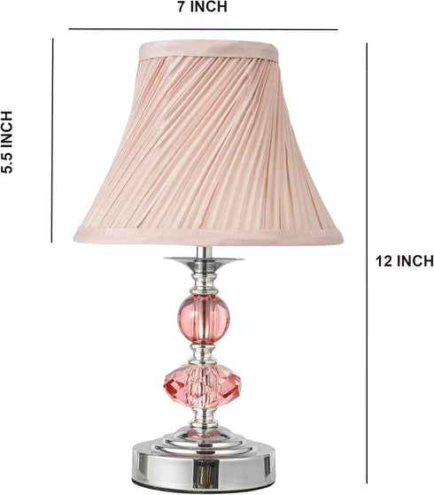 7 7 12 Inch Small Modern Crystal Bedside Table Lamp, x x Electroplaetd Silver Base Table Lamp for Bedrooms and Office