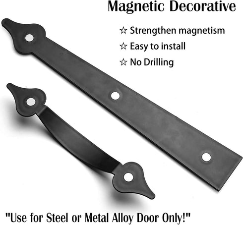 SANKINS Garage Door Magnetic Decorative Hardware, Faux Hinges Handle Kit for Curb Appeal, Black, Pack of 1