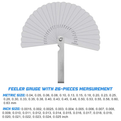 Weewooday 3 Pieces Stainless Steel Feeler Gauge, Dual Marked Metric Offset Valve Thickness Gauge, 32/26/16-Pieces