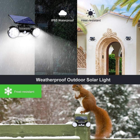 30 IP65 360 2 Pack Outdoor Solar Lights, LED Solar Security Lights with Motion Sensor Dual Head Spotlights Waterproof