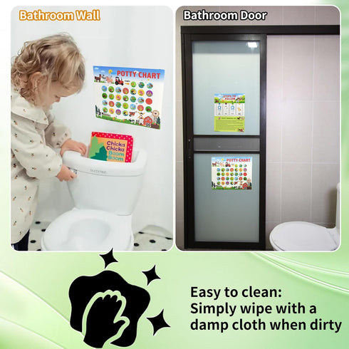 TSBSHum 18-Piece Potty Training Chart,Potty Training Sticker Chart for Boys,Made of Waterproof Paper,Helps Toddler Kids