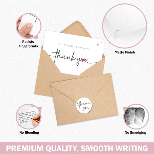 52 (4 3x5 UnimaxPrint Thank You Cards with Envelopes & Stickers Designs), Minimalist Thank You Notes for Teacher