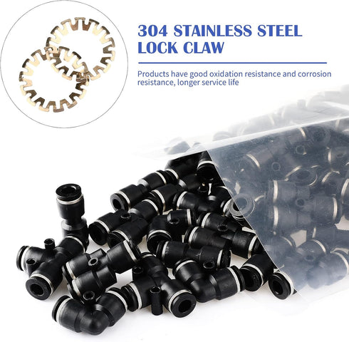 Hotop Push to Connect Fittings Air Line Kit, 60 Pieces Quick Release Connectors, 15 Splitters, 15 Elbows, 15 Tee