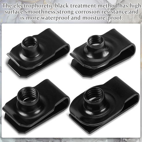 25 Pcs Extruded U Type Nuts, Bumper Fender U Style Clip Fasteners for Automotive Metal Fender Grill