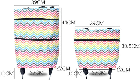 Foldable Shopping Cart, Portable Collapsible Shopping Bag with Wheels Rolling Shopping Bag Trolley Tote Bag Stair