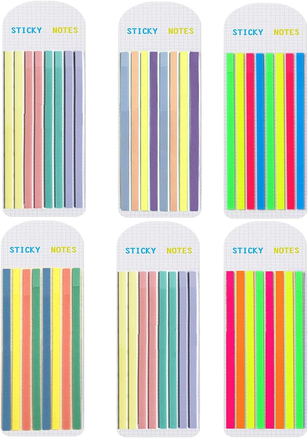 Sticky Long Tabs, 6 Sheet Highlighter Tape, 960 Pcs Translucent Sticky Notes for Annotating Books