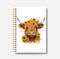 Sunflower Highland Cow Notebook, Western Cow Office Supplies, Spiral Notebook 5.5x8.3, Gifts for Highland Cow Lovers