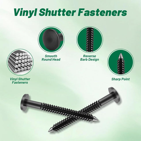 XwaYexa 80-Pack 3 Inch Vinyl Shutter Fasteners, Black Window Shutter Pegs, Peg Lok Pin, Screws & Shutter Spikes Anchors