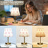 Kcldeci Bedside Table Lamp for Bedroom, Pink Bows Pink Dot Farmhouse Desk Lamps for Nightstand with Fabric Shade