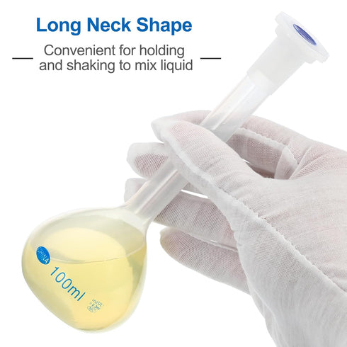 PATIKIL 100ml Volumetric Flask, 2 Pack Polypropylene Graduated Measuring Flask with Plug Cap for Laboratory Experiment