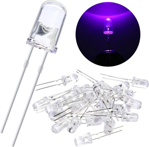 EBOOT 100 Pieces Clear LED Light Emitting Diodes Bulb, 5 mm LED Lamp (Purple)