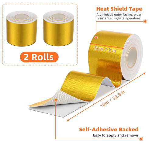Zonon 2 Rolls Aluminum Foil Tape, Heat Shield Adhesive Reflective Material for High Temp Protection