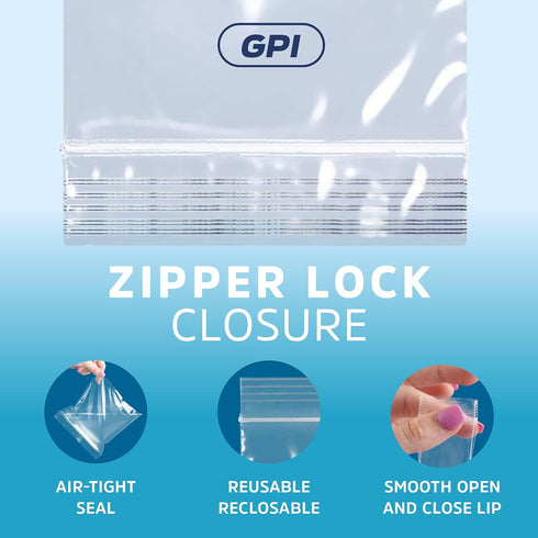 Assorted Clear Plastic Zip Bags - GPI 400 Pack, 2 Mil, Resealable Zip Top Lock for Jewelry, Storage, Packaging