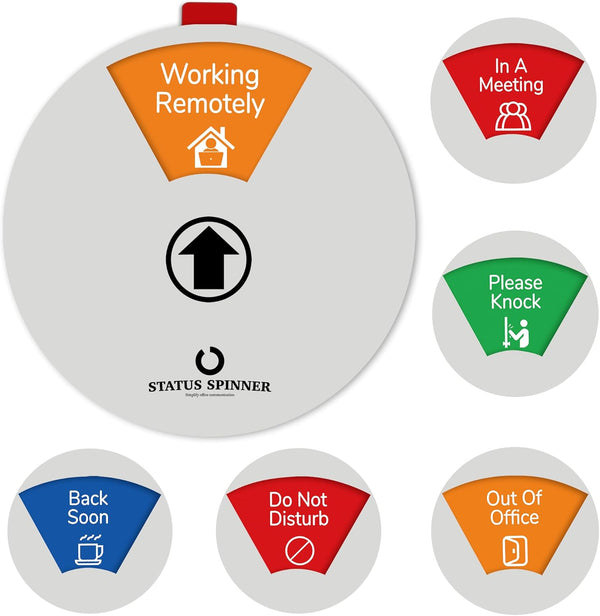 STATUS SPINNER Out of Office Wheel Sign for Door, Large 6 Options Office Status Sign, Out to Lunch