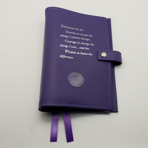 Deluxe Double Alcoholics Anonymous AA Big Book & 12 Steps & 12 Traditions Cover, Purple