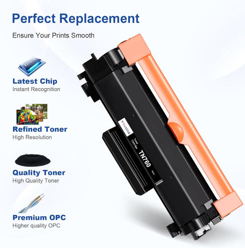 TN760 Toner Cartridge Replacement for Brother TN-760 TN730 High Yield for DCP-L2550DW HL-L2350DW MFC-L2710DW Printer (4