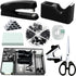 Black Office Desk Accessories Set, Desk Drawer Organizer with Stapler, Tape Dispenser, Scissors, and Sticky Notes