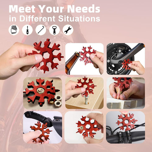 2 Pack 18 in 1 Snowflake Multi Tool, Phillips Flat Screwdriver Kit/Wrench/Bottle Opener, EDC Camping Gear Gifts for Men