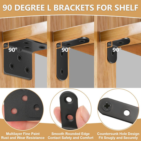 25Pcs 3 82Pcs MAPVOLUT L Brackets for Shelves, Sizes Angle Corner Braces Metal L Bracket Heavy Duty for Wood, Sturdy