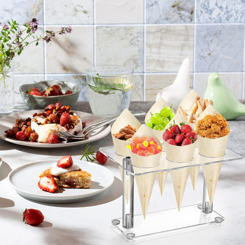 2 Pack 6 Youeon Acrylic Ice Cream Cone Holder with Holes, Clear Waffle Cone Holder Stand, Sushi Hand Roll Stand
