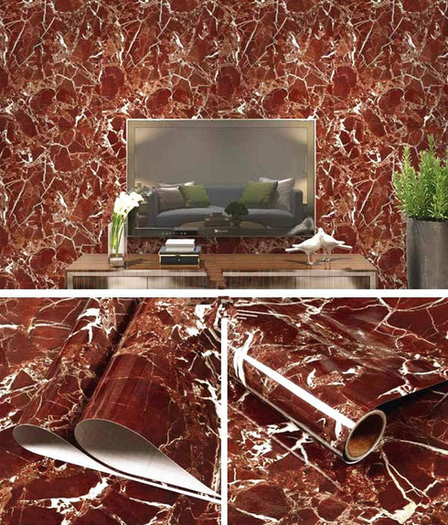 Amhao Marble Self Adhesive Paper 15.7inch x79inch Granite Look Effect Vinyl Film Wallpaper for Kitchen