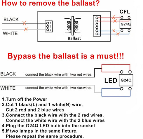 11W G24Q LED Bulb 4 Pin CFL Replacement G24Q PLC-26W 1100LM 120V 6000K LED Horizontal PL Bulb