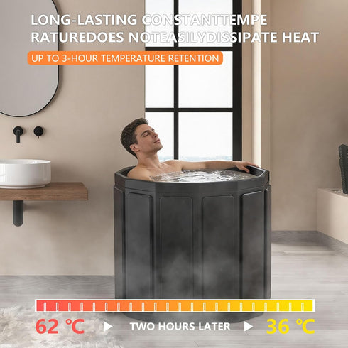 6-layer 25.9X27.5 Portable Bathtub for Adult, Foldable Soaking Bathtub for Hot SPA&Ice Bath, Foldable Small Bathtub