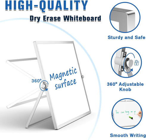 Grtard 18''x14'' Magnetic Dry Erase Board with Stand, Double-Sided Large Easel for Kids Drawing and Home Use