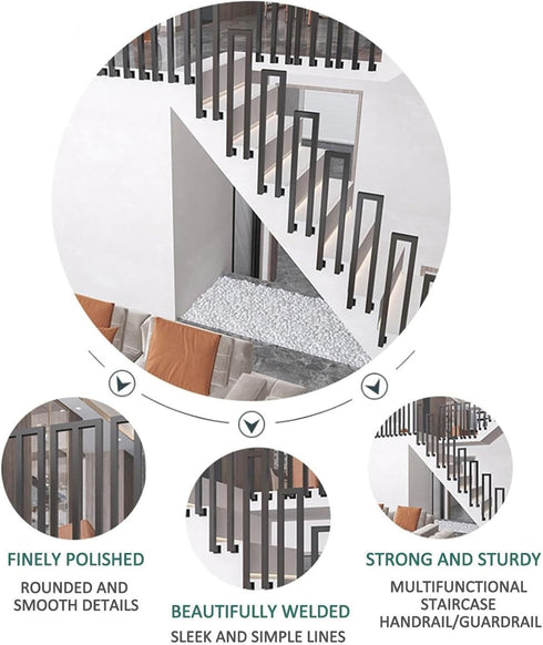 PAUANI Poles(U,35cm) Metal Wall Mount Stair Railing, U/M-Shaped Non-Slip Stair Handrail, Elderly Children's Safety