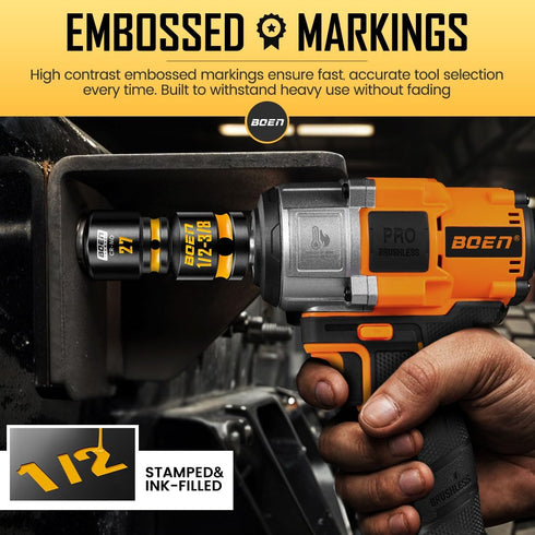8-Piece Set, 1/4, 3/8, 1/2", 3/4", BOEN Impact Socket Adapter & Reducer Cr-Mo Steel Impact Driver & Wrench Conversion