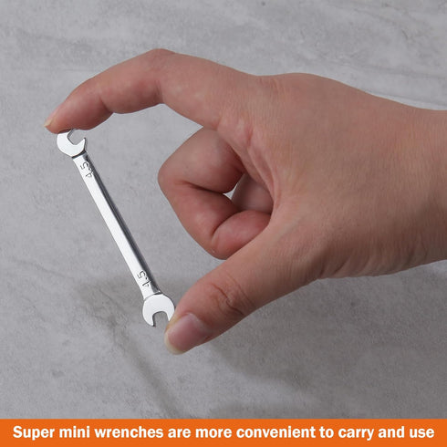 Mini Double Open End Wrench Set, 20 Pcs Metric and SAE 4-11mm & 5/32" to 7/16" Super Thin Spanner with Storage Pouches