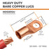 SELTERM 10pcs 3/0 AWG - 1/2" Stud Battery Lugs - Heavy Duty Wire Lugs, Battery Cable Ends, UL Bare Copper Eyelets