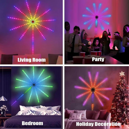 FlyQintess Smart Firework Led Lights, LED Strip Light with Remote App & Timer, Color Changing Music Sound Activated