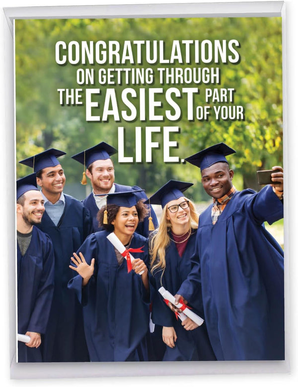 NobleWorks Big Hilarious Graduation Card, 8.5 x 11 Inch, Funny Grad Notecard for College, High School Students