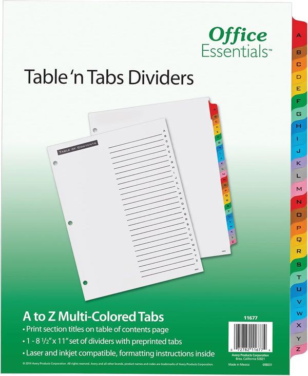 Table 'n Tabs Dividers, 26-Tab, Letter, 11677