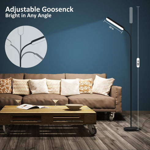 Wio-Mio Dimmer 3000K-6000K, Floor Lamps, RGB Color Changing Bright LED Floor Lamp with Stepless Adjustable Smart Remote