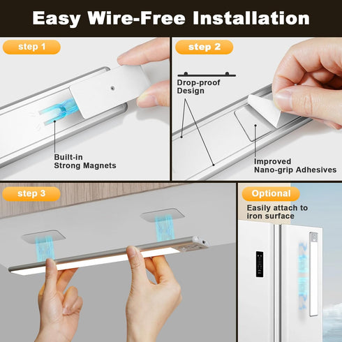 10inch 80 1800mAh Closet 4 3 Dimmable Counter 2 Pack BLS Under Cabinet Lighting, LED Motion Sensor Light Indoor