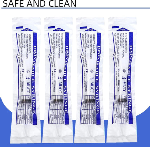 Exlavges 100 Pack 3ml/cc 23Ga 1 Inch Packed Disposable Lab Syringes with Needle Luer Lock, Individually Sealed