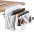 Volcora Desk Side Storage, Under Desk Laptop Holder, No Drill Desk Organizer with Magnetic Pen Box, 2 Tier White