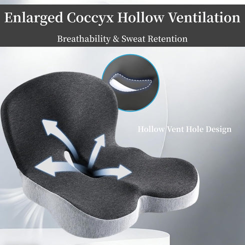 JNHEST Tailbone Orthopedic Cushion, L-Shaped Ergonomic Design Seat Cushion, Non Slip Memory Foam Car Cushion with Back