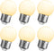 Small G14 LED Globe Light Bulb, 1W G45, 15W Equivalent, Warm White 3000K E26 Base, 6 Pack for Party Decor