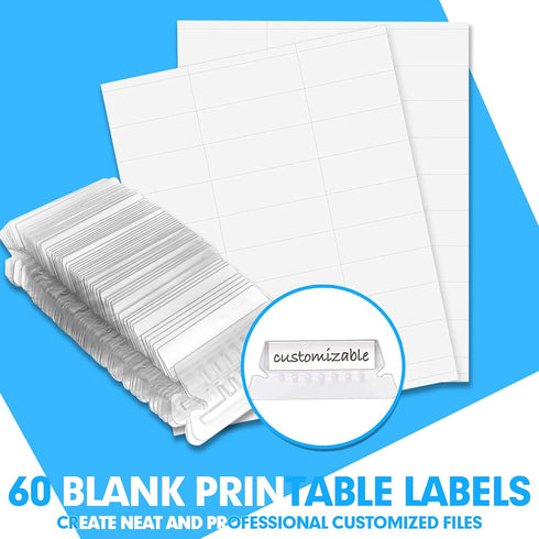HERKKA Extra Capacity Hanging File Folders, 60 Pack, Reinforced Letter Size, 1 Inch Expansion for Bulky Files, 12